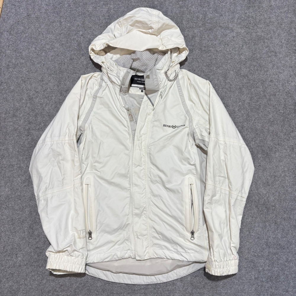 Henri Lloyd Marine Technology Sailing Jacket Off White Grey Hooded Mens Small